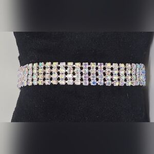 Aurora Borealis Crystal Multi-Row Rhinestone Belt